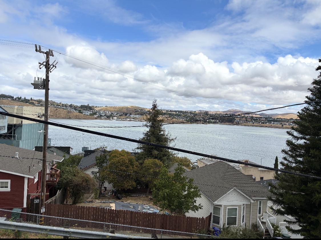 Scenic water and hillside view from RLG Manor in Crockett, California